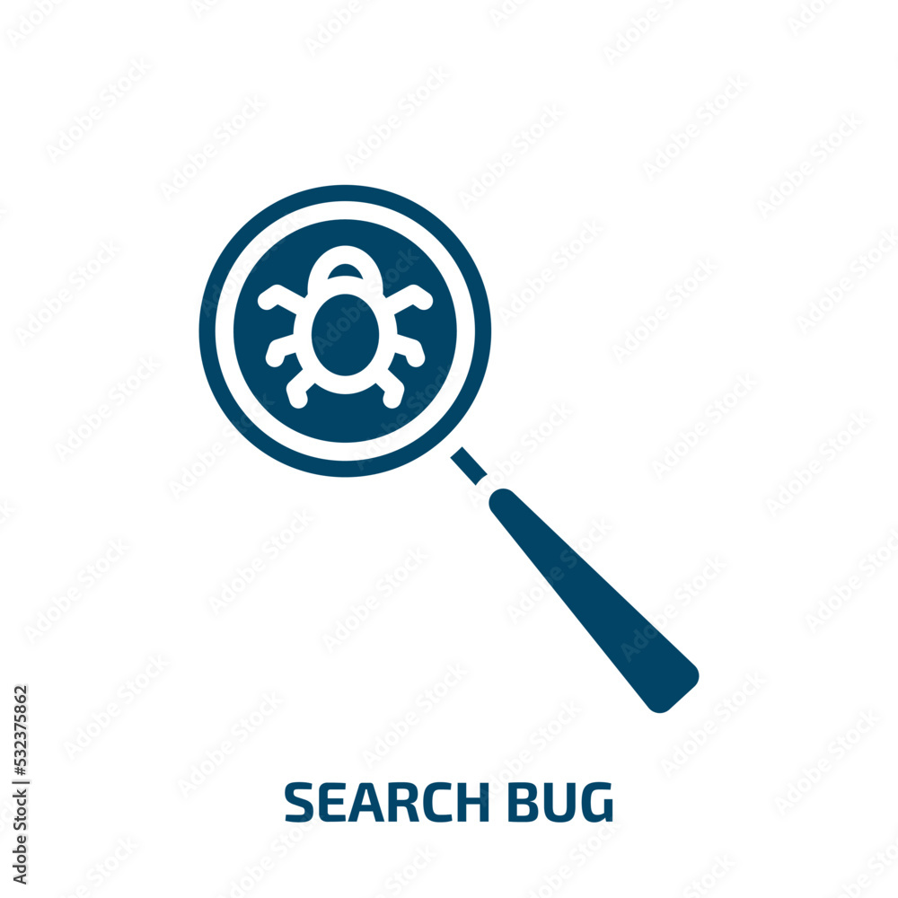 Aufkleber search bug icon from technology collection. filled search bug, search, computer glyph icons isolated