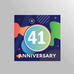 41st years anniversary logo, vector design birthday celebration with colourful background and abstract shape.