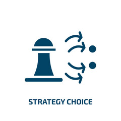 strategy choice icon from startup stategy and success collection. Filled strategy choice, solution, choice glyph icons isolated on white background. Black vector strategy choice sign, symbol for web