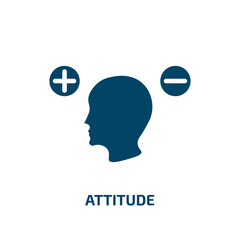 attitude icon from startup stategy and success collection. Filled attitude, positive, good glyph icons isolated on white background. Black vector attitude sign, symbol for web design and mobile apps