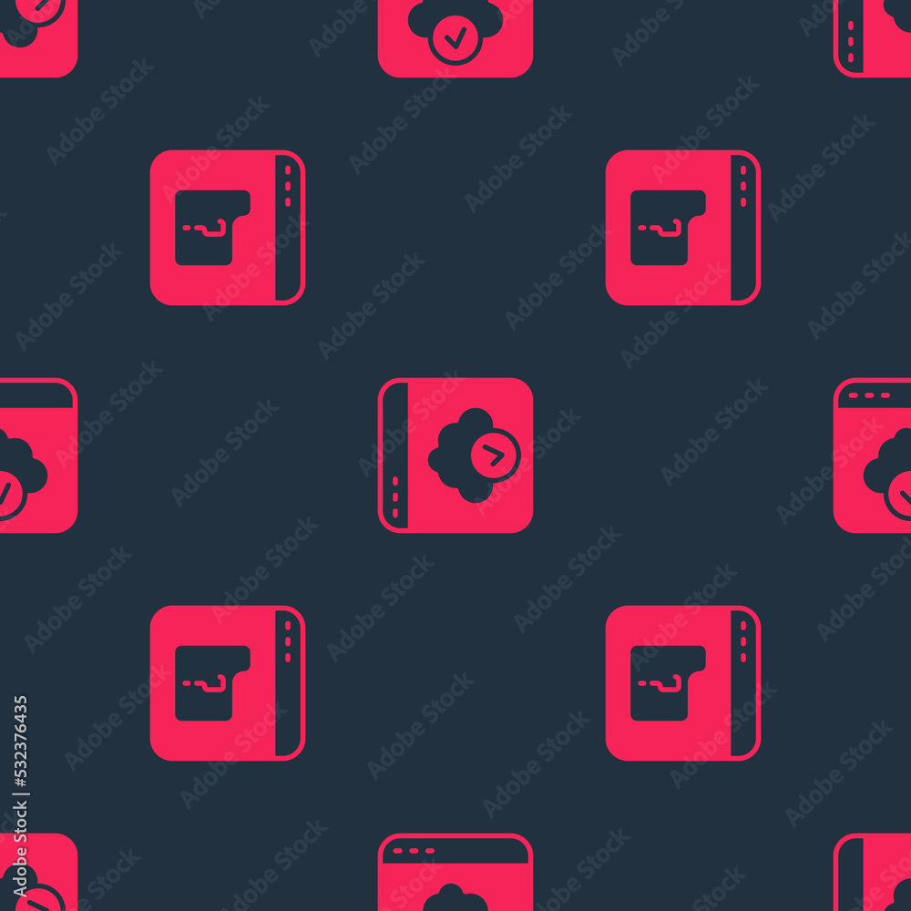 Poster set file missing and cloud technology data transfer on seamless pattern. vector