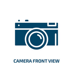camera front view icon from technology collection. Filled camera front view, photo, camera glyph icons isolated on white background. Black vector camera front view sign, symbol for web design and