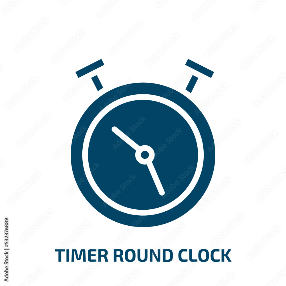 Poster timer round clock icon from tools and utensils collection. filled timer round clock, clock, circle g