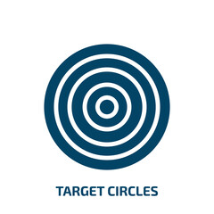 target circles icon from tools and utensils collection. Filled target circles, circle, arrow glyph icons isolated on white background. Black vector target circles sign, symbol for web design and