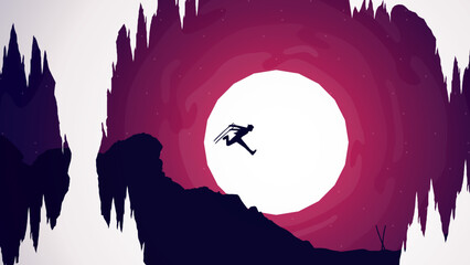 samurai boy anime wallpaper. cave walpaper for desktop. samurai ran with two swords. illustration of a samurai boy going to war. © riansa28