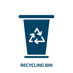 recycling bin icon from tools and utensils collection. Filled recycling bin, bin, ecology glyph icons isolated on white background. Black vector recycling bin sign, symbol for web design and mobile