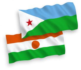 Flags of Republic of the Niger and Republic of Djibouti on a white background