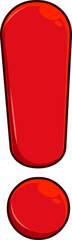 Cartoon Red Exclamation Mark. Hand Drawn Illustration Isolated On Transparent Background
