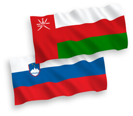Flags of Slovenia and Sultanate of Oman on a white background