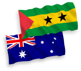 Flags of Australia and Saint Thomas and Prince on a white background