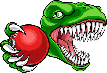 Obraz premium Dinosaur Cricket Player Animal Sports Mascot