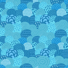 Abstract sea, circles. Seamless pattern