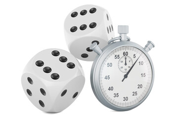 Dice with stopwatch, 3D rendering