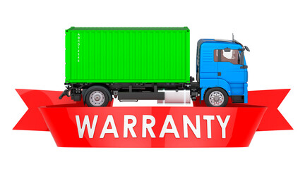 Container truck warranty, insurance and protect freight transportation concept. 3D rendering