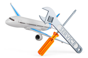 Service and repair of planes, 3D rendering