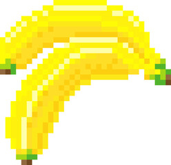 Fototapeta premium Banana Pixel Art 8 Bit Video Game Fruit Icon