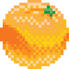 Orange Pixel Art 8 Bit Video Game Fruit Icon