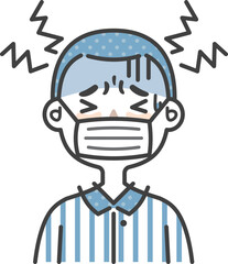 Children are sick, have a cold and have a headache, wear a mask