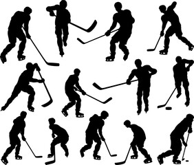 Naklejka premium Sports Hockey Player Silhouettes