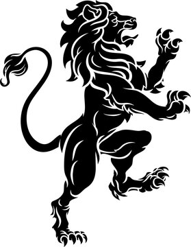 Lion Standing Rampant Heraldic Crest Coat of Arms