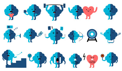 Brain activity cartoon character icon. Vector of brain activity illustration 