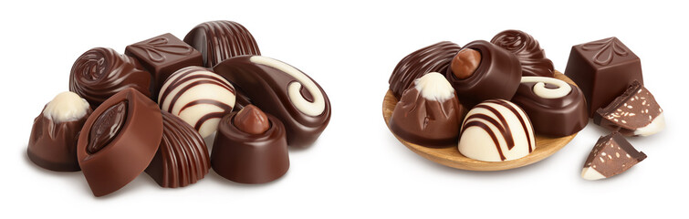 Chocolate candy isolated on white background with full depth of field