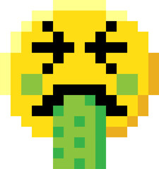 Obraz premium Emoticon Face Pixel Art 8 Bit Video Game Icon