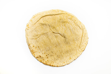 fresh wheat tortilla isolated on white background