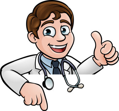 recommend clip art: Doctor Cartoon Character Thumbs Up Pointing Down