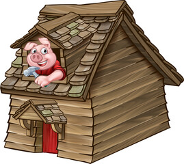 Three Little Pigs Fairy Tale Wood House © Christos Georghiou