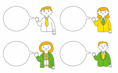 ふきだし付きビジネスパーソンのセット　案内