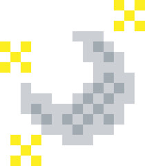 Moon and Stars Pixel 8 Bit Video Game Art Icon