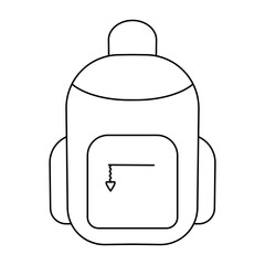 Backpack for school textbooks. Sketch. A satchel with a pocket on a lightning. Vector illustration. Coloring book for children. Doodle style. Outline on isolated background. School theme.