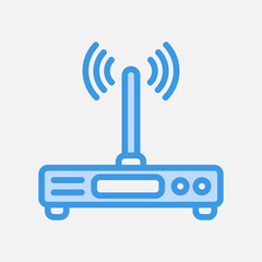 Router icon in blue style about communication, use for website mobile app presentation