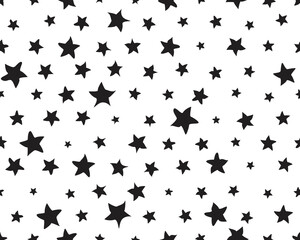 Fototapeta na wymiar Seamless pattern with black stars on a white background