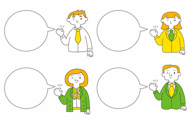 ふきだし付きビジネスパーソンのセット　OK