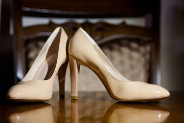 Women's wedding shoes for the bride. shoes for a holiday