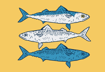 Blue Fish Vintage Icon Design