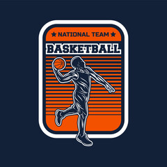 Basketball club logo. Basketball club emblem, design template on dark background