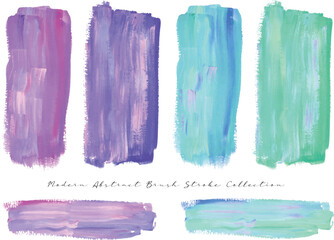 a set of abstract violet and blue paint brush stroke for decoration