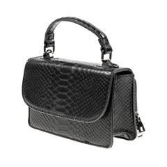 Naklejka premium Black leather women's handbag with handles