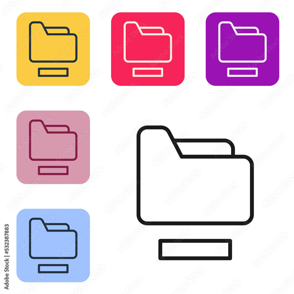 Poster black line document folder icon isolated on white background. accounting binder symbol. bookkeeping 