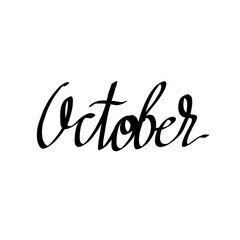 october. decorative inscription, text, month