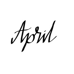 April. Month of the year. Decorative background text