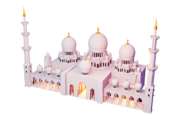 Ramadan Kareem background, mosque building, 3d rendering.