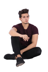 sad man sitting on the floor