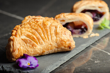 Fresh-made gourmet apple and blueberry turnover