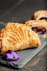 Fresh-made gourmet apple and blueberry turnover