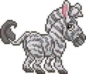 Zebra Pixel Art Safari Animal Video Game Cartoon