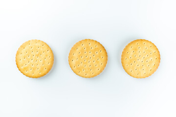 Round cookies on white background